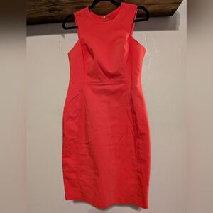 SIZE 6. CALVIN KLEIN sleeveless midi Coral dress.